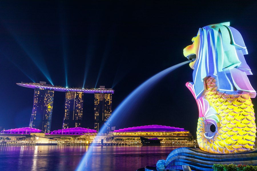 Singapore skyline at night